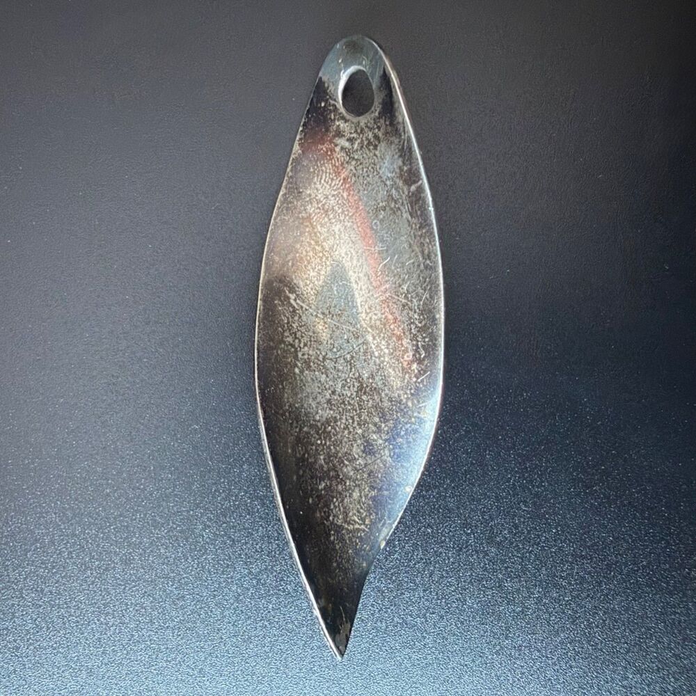 Vintage 925 Sterling Silver Large Abstract Modern Statement Pendant Oblong Twist